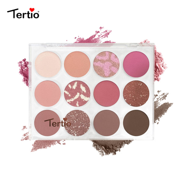 Tertio Paletă Fard de Pleoape 12 Culori – Pigment Intens, Rezistență de Lungă Durată, Stil Italian-1#