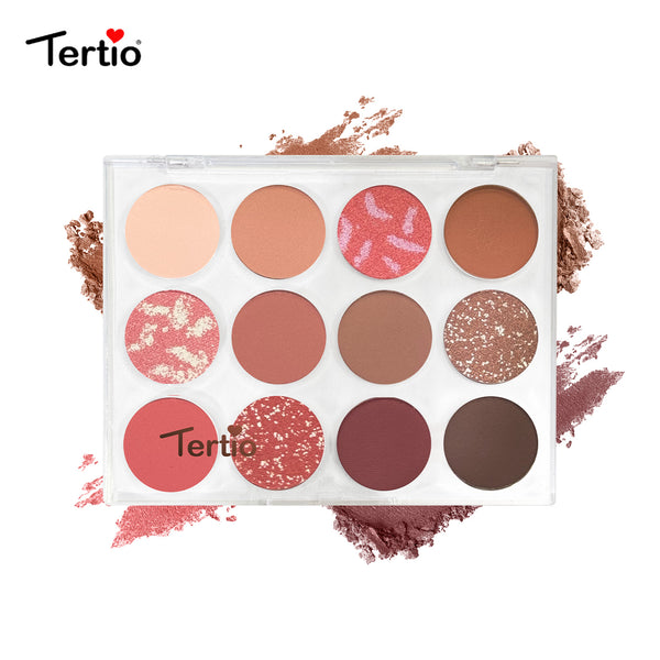 Tertio Paletă Fard de Pleoape 12 Culori – Pigment Intens, Rezistență de Lungă Durată, Stil Italian-2#